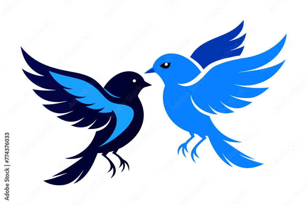 Obraz premium silhouette image,Blue bird,vector illustration,white background