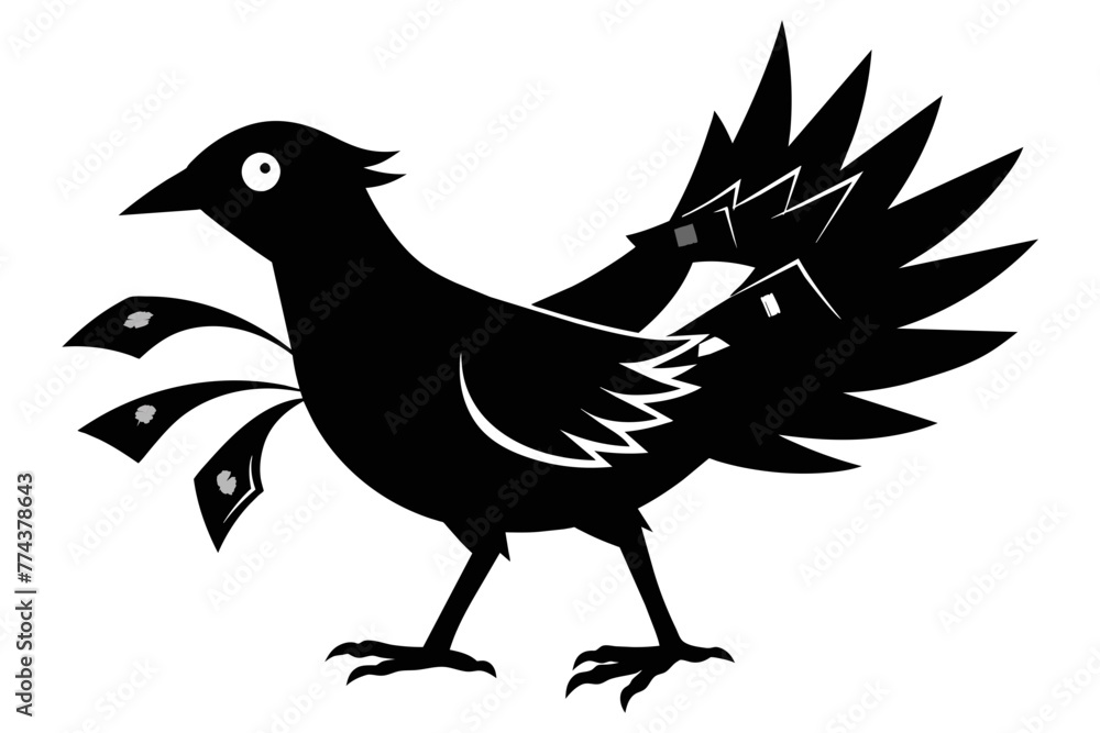 Fototapeta premium silhouette image,Cash bird,vector illustration,white background