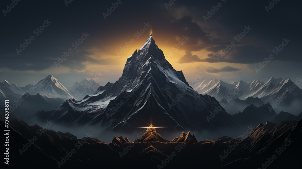 A sophisticated logo icon inspired by a majestic mountain peak. - obrazy, fototapety, plakaty 