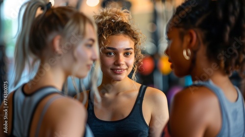 Young Friends Conversing After a Group Workout Session Generative AI