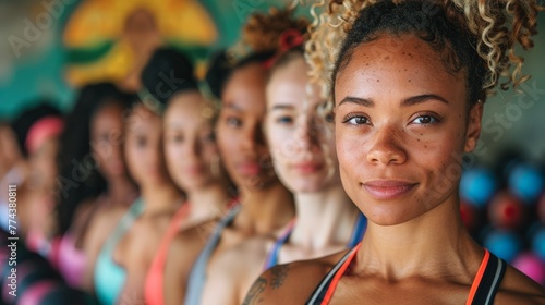 Vibrant Group of Diverse Women Thriving in a Fitness Center Generative AI