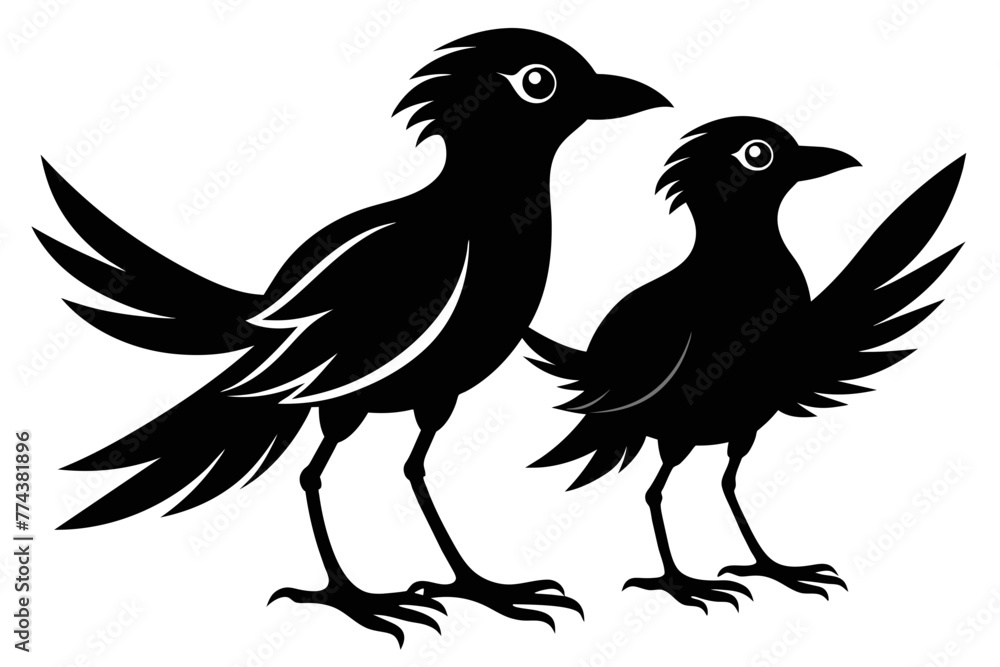 Fototapeta premium silhouette image,Dewey bird,vector illustration,white background