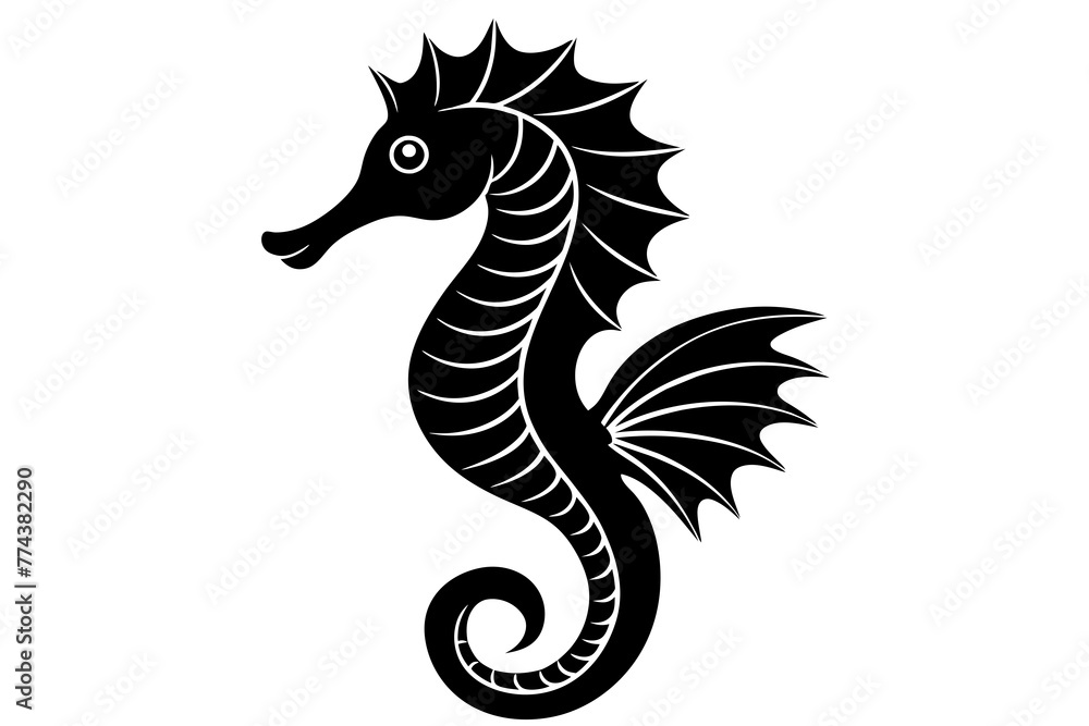 Fototapeta premium seahorse silhouette vector illustration