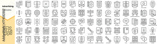 Set of advertising icons. Simple line art style icons pack. Vector illustration