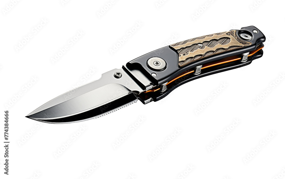 A shining knife resting on a stark white surface A shining knife resting on a stark white surface