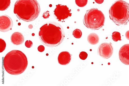 Red thin barely noticeable paint brush circles background pattern isolated on white background 