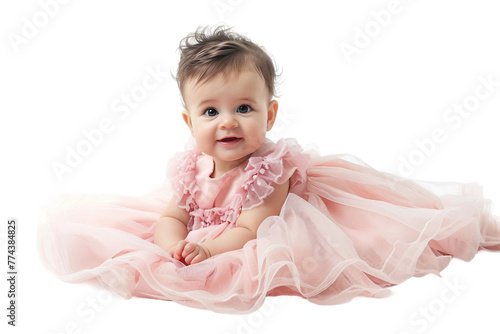 Beautiful Baby Girl Pink Dress Isolated on a Transparent Background