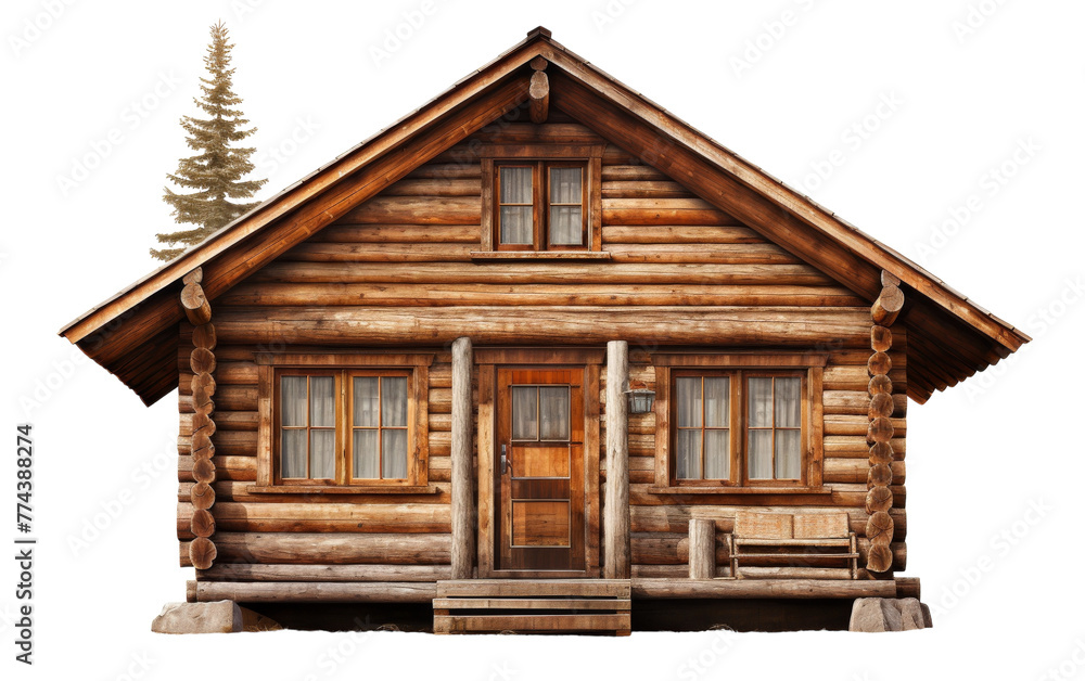 A picturesque log cabin with a charming porch nestled in a tranquil forest setting A picturesque log cabin with a charming porch nestled in a tranquil forest setting
