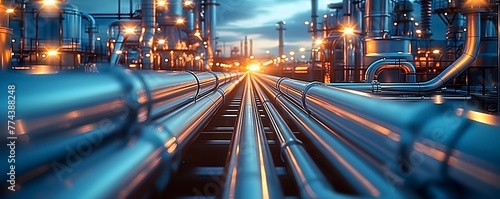 Industrie, Pipeline, Transport, Petrochemie, Gas- und Ölverarbeitung, Ofenfabrik, Regal für die chemische Herstellung von Wärme, Konzept Industrie