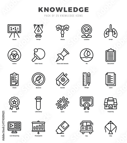 Set of Lineal Knowledge Icons. Lineal art icon. Vector illustration