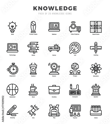Knowledge icons set for website and mobile site and apps.