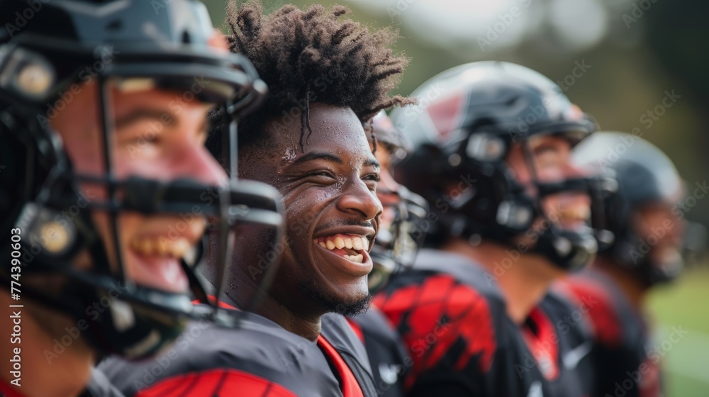 Football Players Laughing and Building Team Spirit at Practice Generative AI