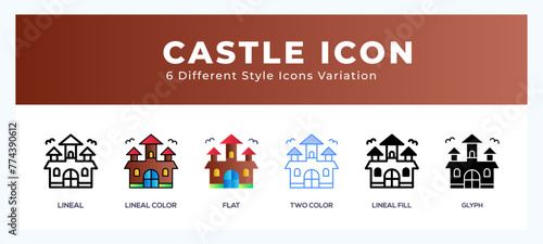 Castle pack of icons. vector illustration.
