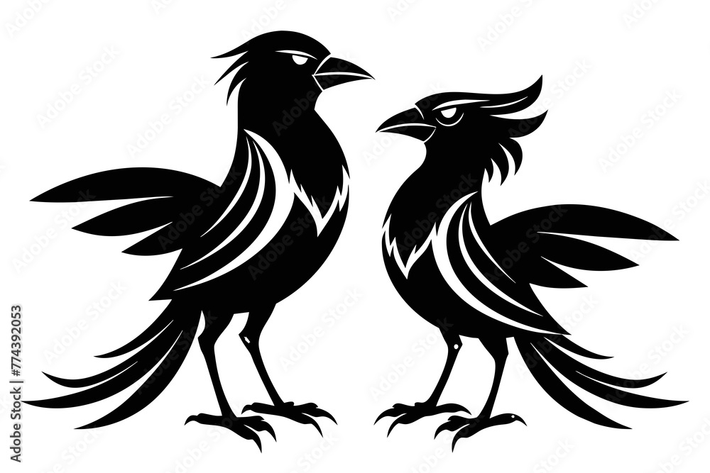 Fototapeta premium silhouette image,Iago bird,vector illustration,white background