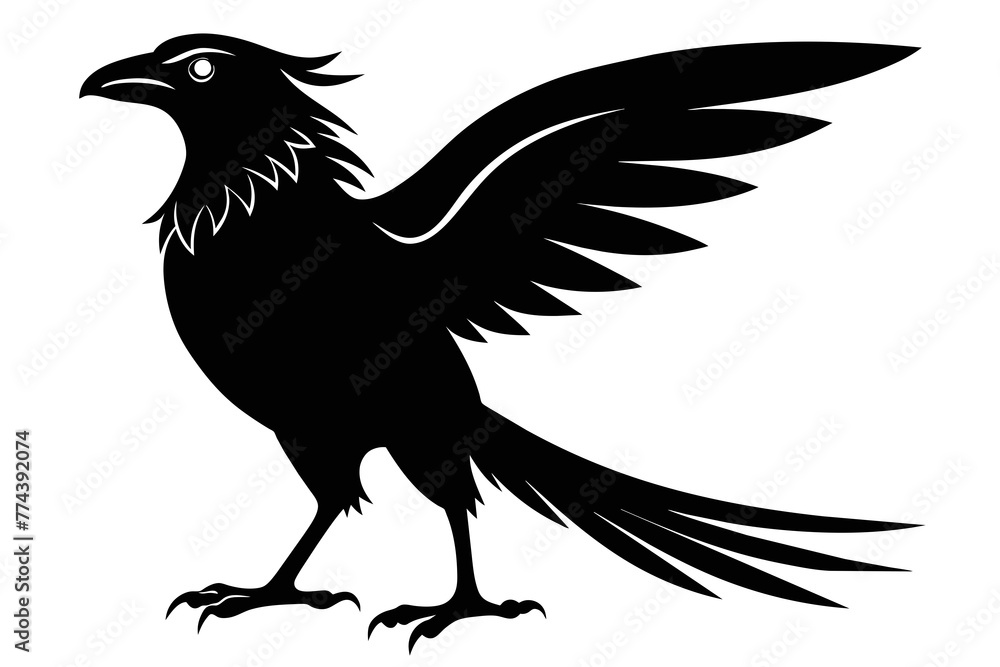 Fototapeta premium silhouette image,Iago bird,vector illustration,white background
