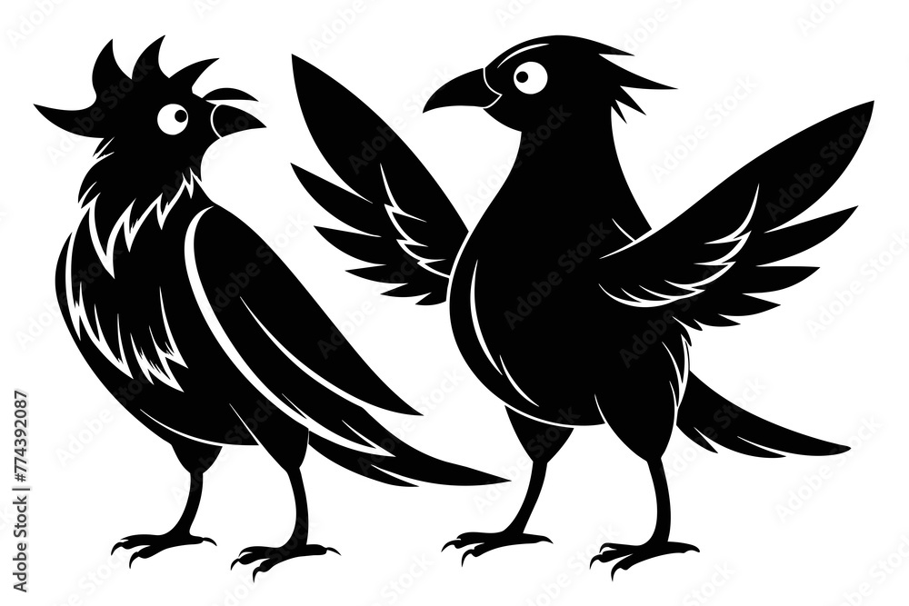Fototapeta premium silhouette image,Iago bird,vector illustration,white background