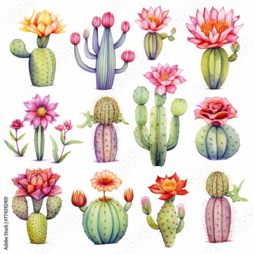Aquarell Kaktus Blütenmuster Illustration