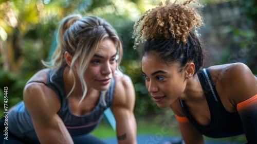 Instructor Guiding Woman Through Exercise Routine Generative AI