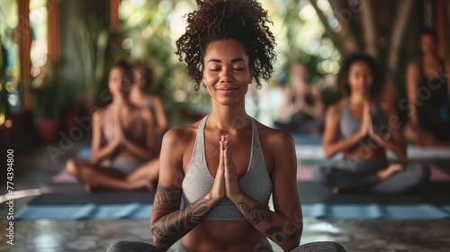 Instructor Leading a Comprehensive Yoga Class Generative AI