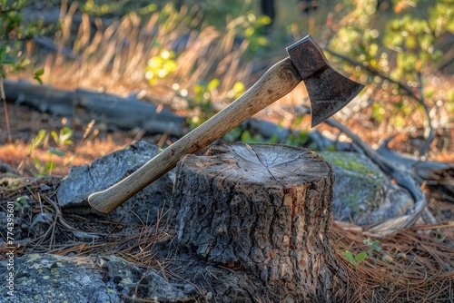 Axe in a tree trunk