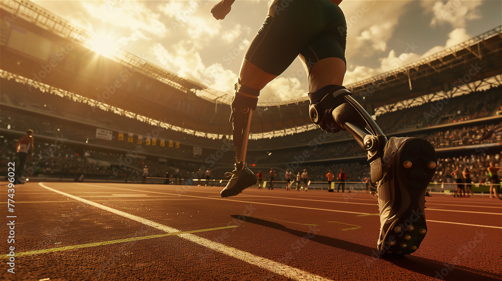 Disability runner in paralympic sport games.