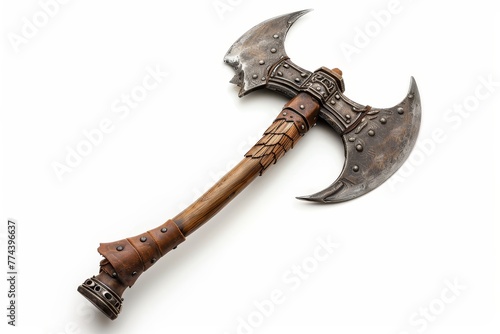 battle ax and poleaxe displayed on white background