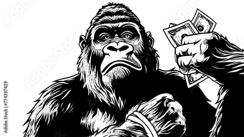 Gorilla with banknotes
