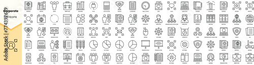 Set of corporate icons. Simple line art style icons pack. Vector illustration photo