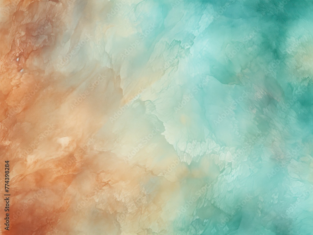 Rust Teal Taffy abstract watercolor paint background barely noticeable with liquid fluid texture for background, banner with copy space and blank text area 
