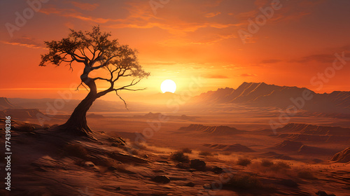 Impressive and spectacular desert landscape. AI generative.