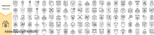Set of government icons. Simple line art style icons pack. Vector illustration photo