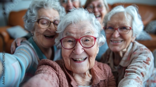 A Cheerful Gathering of Seniors Capturing a Fun Selfie Generative AI