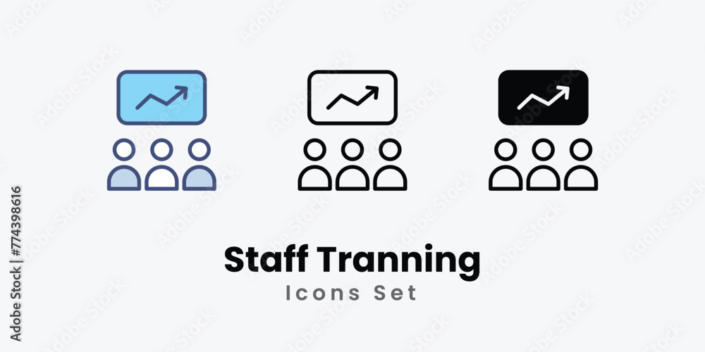 Staff Tranning Icons set thin line and glyph vector icon illustration Staff Tranning Icons set thin line and glyph vector icon illustration