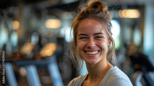 Woman Taking a Lighthearted Break at the Gym Generative AI