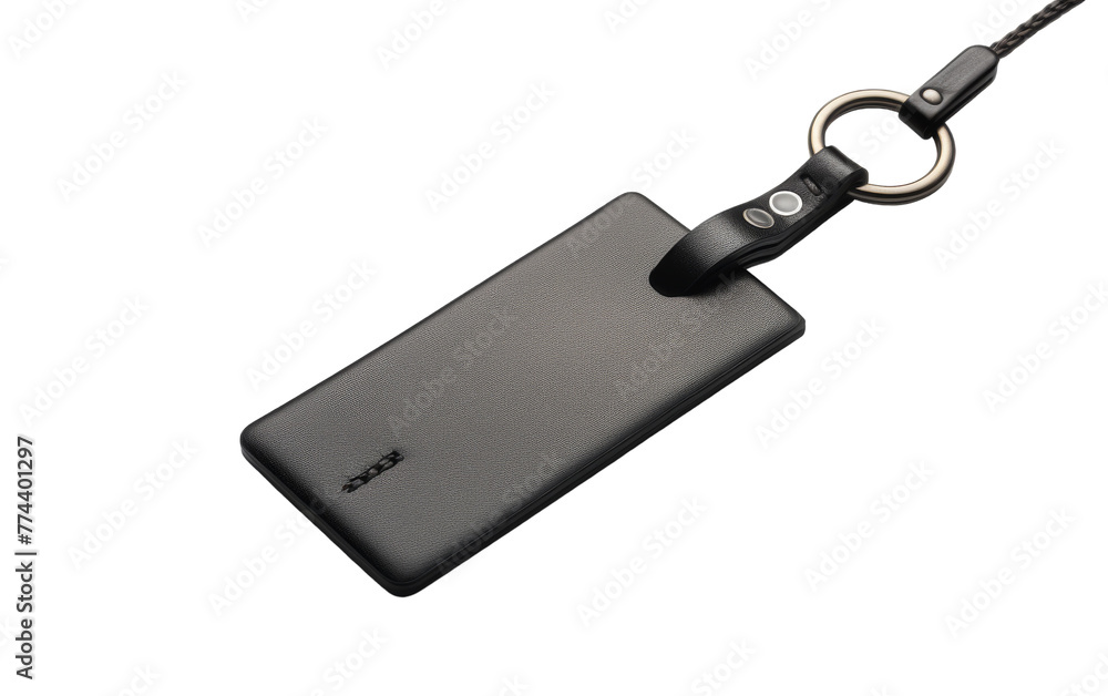 A sleek black leather keychain with a shiny metal ring, creating a striking contrast A sleek black leather keychain with a shiny metal ring, creating a striking contrast