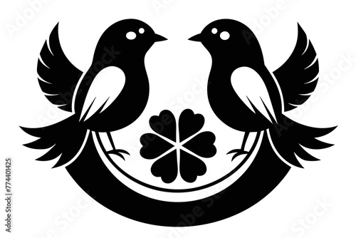 silhouette image,Lucky bird,vector illustration,white background