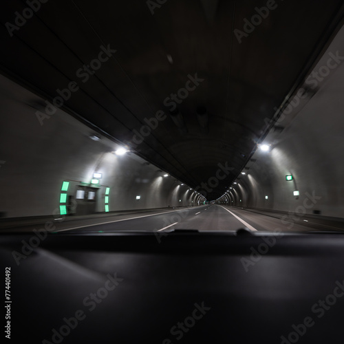 Obraz na płótnie road tunnel on the way to Zakopane - road opening, road improvement - possible toll w salonie