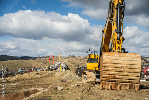 Obraz na płótnie Construction of a road to the Polish mountains - Tatra Mountains - Zakopianka road - still under construction w salonie