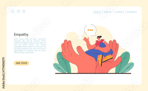 Active listening skill web banner or landing page. Attentive business