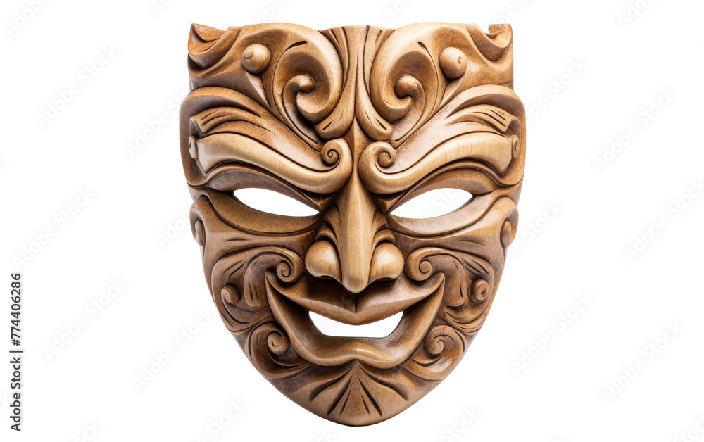 A mask carved from wood with a detailed face, showcasing intricate craftsmanship A mask carved from wood with a detailed face, showcasing intricate craftsmanship