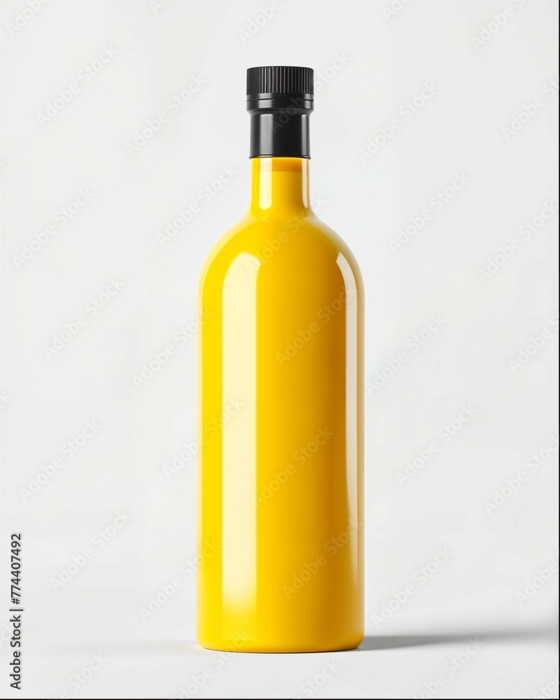 Clear glass bottle with amber liquid, black cap, sleek and simple. Clear glass bottle with amber liquid, black cap, sleek and simple.