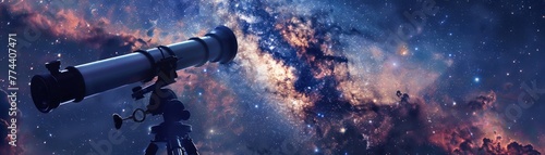 A telescope pointed towards the stars photo