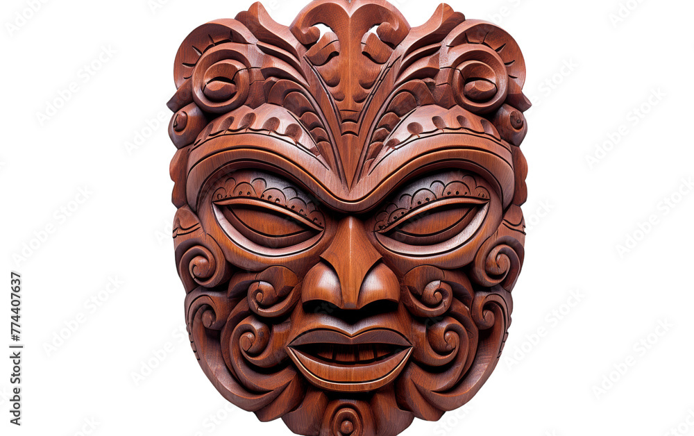 A wooden mask adorned with ornate designs, showcasing intricate artistry and cultural significance A wooden mask adorned with ornate designs, showcasing intricate artistry and cultural significance