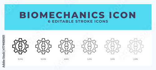 Biomechanics icon symbol. Outline. Lineal icon with editable stroke.