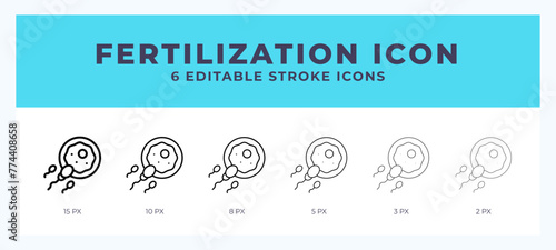 Fertilization icon with different stroke. Editable stroke. Vector illustration.