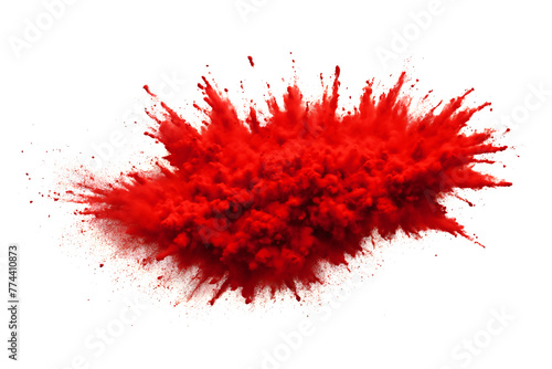 red powder explosion isolated on a transparent background