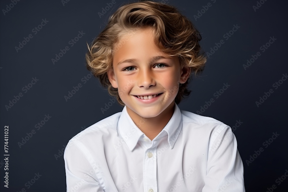 Portrait of a cute little boy in a white shirt. Studio shot. Portrait of a cute little boy in a white shirt. Studio shot.