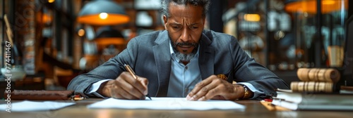 Business executive finalizing agreement in tailored suit