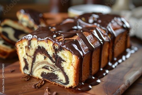 Chocolate glazed marble pound cake