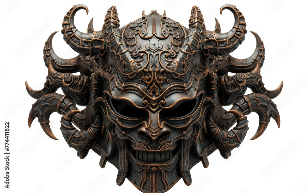 A unique mask adorned with intricate horns, creating a striking and mysterious appearance